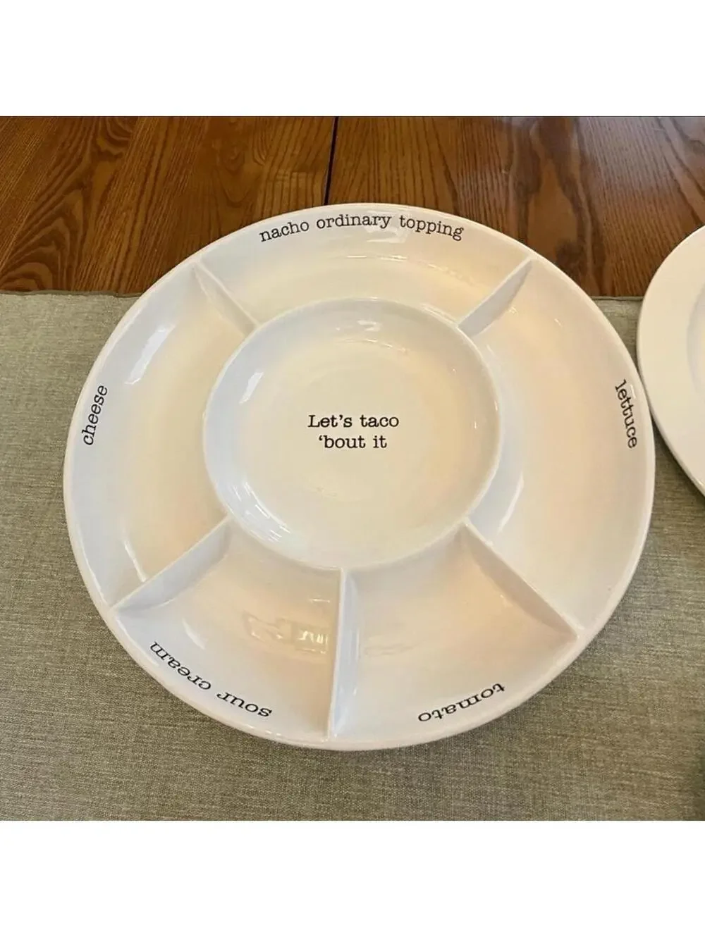 Mud Pie Taco Bar Condiment Serving Platter, White